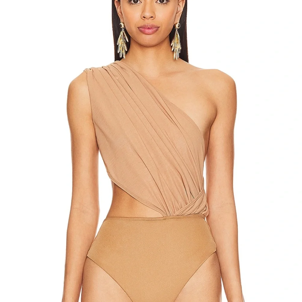 Ronny Kobo Tan One-Shoulder Set - Picture 3 of 5
